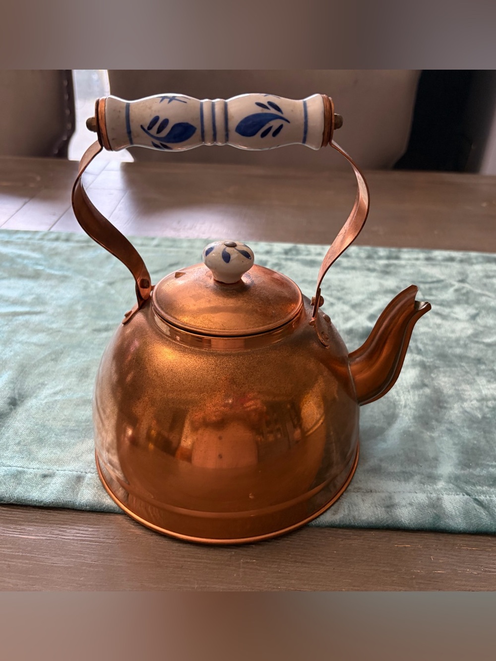 Copper Teakettle with Ceramic Handle and Lid Knob